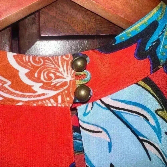 🌷Anthropologie Maeve Larkhill 100% Silk Swing Dress Floral Orange Midi Length S - Picture 9 of 12